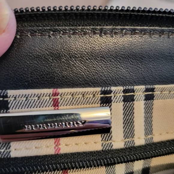 Burberry brown trim and black leather satchel